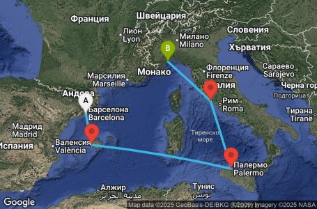 Маршрут на круиз 5 дни Испания, Италия - BCN05A2W