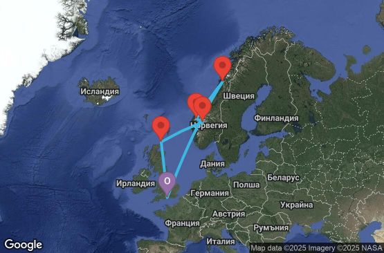 Маршрут на круиз 7 дни Великобритания, Норвегия - UY6Q