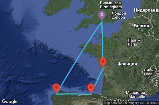 Маршрут на круиз 7 дни Великобритания, Франция, Испания - UY6U