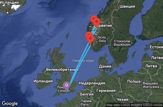 Маршрут на круиз 7 дни Великобритания, Норвегия - UY6Z