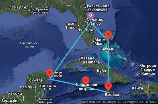 Маршрут на круиз 7 дни Западни Кариби от Порт Канаверъл - GWCZ07CNNPCVPCV