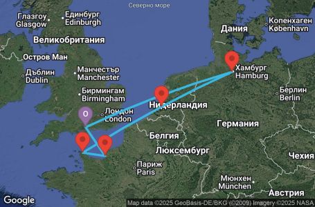 Маршрут на круиз 7 дни Великобритания, Германия, Нидерландия, Франция - UYG1