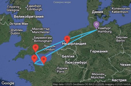 Маршрут на круиз 7 дни Германия, Нидерландия, Франция, Великобритания - UYFF