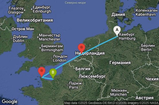 Маршрут на круиз 4 дни Германия, Нидерландия, Франция - UYG4