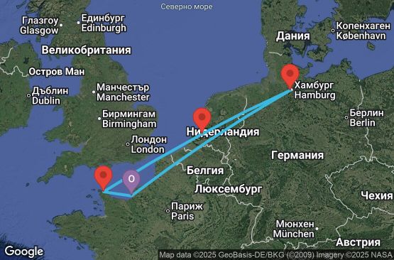 Маршрут на круиз 6 дни Франция, Германия, Нидерландия - UYG3