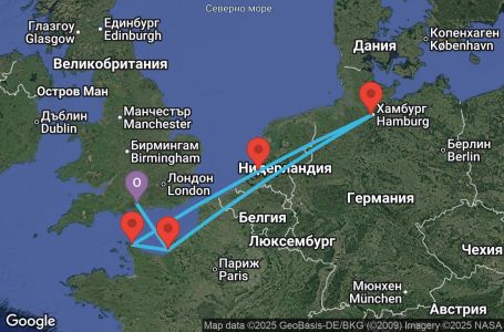 Маршрут на круиз 8 дни Великобритания, Франция, Германия, Нидерландия - UYG8