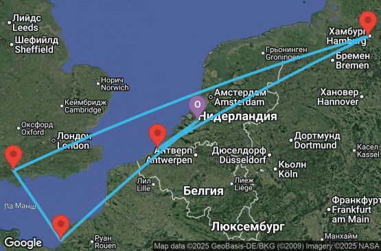 Маршрут на круиз 7 дни Нидерландия, Франция, Великобритания, Германия, Белгия - UYFG