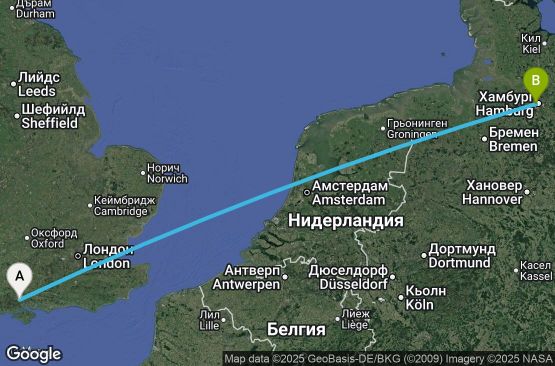 Маршрут на круиз 2 дни Великобритания, Германия - UXCU