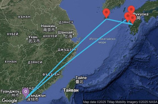 Маршрут на круиз 9 дни Хонконг, Япония, Южна Корея - HKG09A01