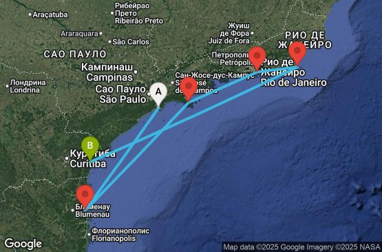 Маршрут на круиз 6 дни Бразилия - UYDI