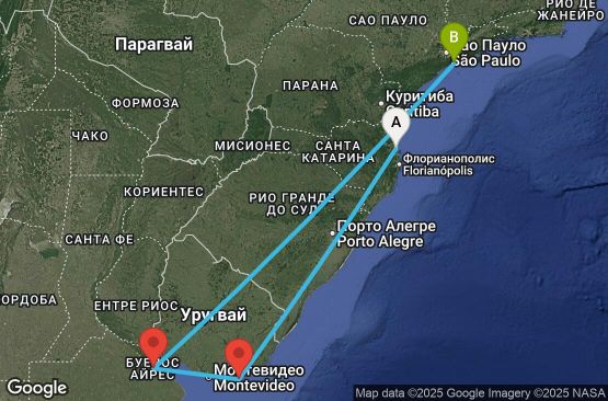 Маршрут на круиз 6 дни Бразилия, Уругвай, Аржентина - UYD4