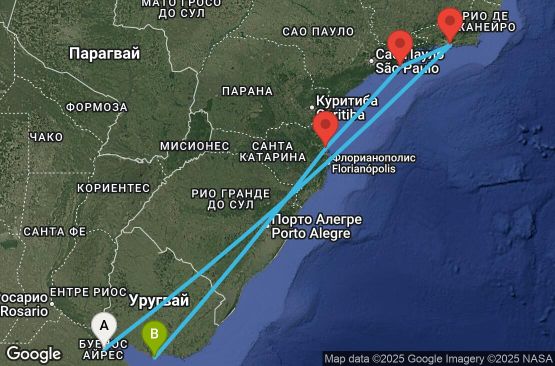Маршрут на круиз 7 дни Аржентина, Бразилия, Уругвай - UYEP