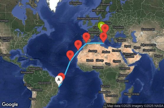 Маршрут на круиз 17 дни Бразилия, Кабо Верде, Испания, Мароко, Малта, Хърватия, Италия - UYEA