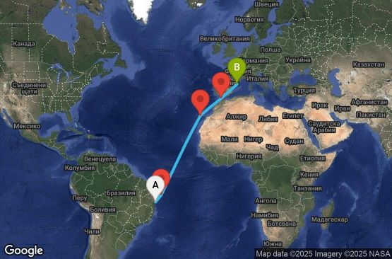 Маршрут на круиз 13 дни Бразилия, Испания, Мароко - UY9Z