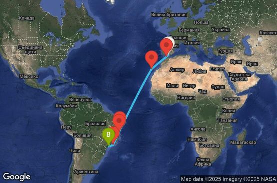 Маршрут на круиз 14 дни Испания, Мароко, Бразилия - UYDX