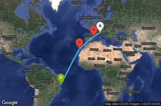 Маршрут на круиз 12 дни Италия, Испания, Бразилия - UY78