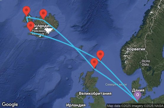 Маршрут на круиз 11 дни Германия, Великобритания, Исландия - UYAQ