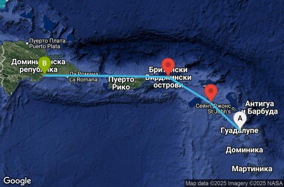 Маршрут на круиз 3 дни Антилски острови, Вирджински острови - PTP03A0N