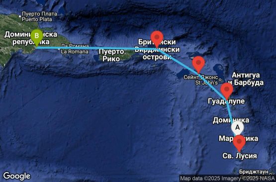 Маршрут на круиз 5 дни Антилски острови, Вирджински острови - FDF05A02