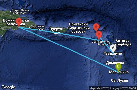 Маршрут на круиз 5 дни Антилски острови - PTP05A03