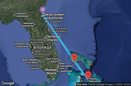 Маршрут на круиз 4 дни Кратък бахамски круиз - DAWB04CNNJAXJAX
