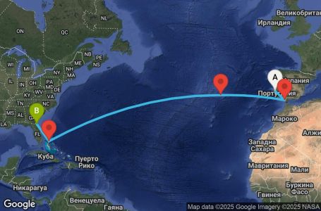 Маршрут на круиз 14 дни Преход между два континента - DAWN14CNNLISJAX
