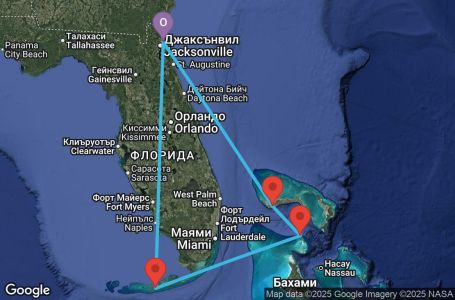 Маршрут на круиз 5 дни Кратък бахамски круиз - DAWK05CNNJAXJAX