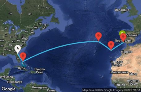 Маршрут на круиз 15 дни Преход между два континента - DAWN15CNNJAXLIS