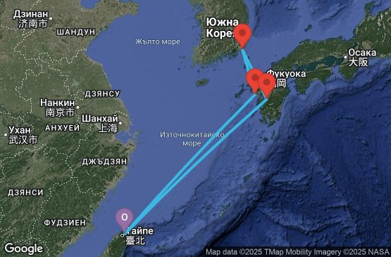 Маршрут на круиз 6 дни Тайван, Япония, Южна Корея - KEE06A02