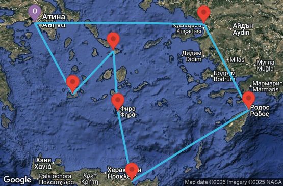 Маршрут на круиз 7 дни Идилията на Гръцките острови